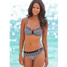 Purple Bikini Sets Lascana Aztec Underwired Bikini Set with Adjustable Straps Black Print