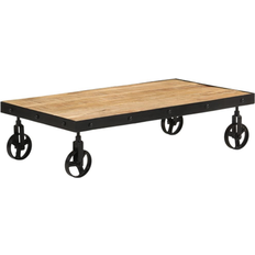 vidaXL Med Hjul Massivt Mangoträ 100x55x26 cm Soffbord