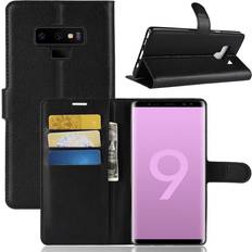 Samsung Galaxy Note 9 mobilfodral syntetläder silikon stående plånbok Svart