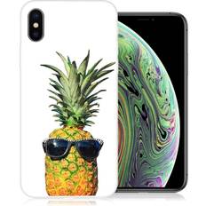 Apple iPhone X Mobilskal Apple iPhone XS Mänstart flexibelt mobilskal tillverkat av mjukt silikon plast Glasögon Ananas