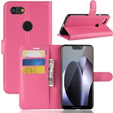 Google Plånboksfodral Google Pixel 3 XL mobilfodral syntetläder silikon stående plånbok Rosenröd