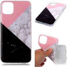 Apple iPhone 11 Pro Max Mobilskal Apple Marmormotiv iPhone 11 Pro Max skal Rosa Vit Svart