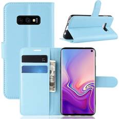 Samsung Galaxy S10e litchi läderfodral Babyblå