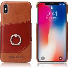 Apple FIERRE SHANN iPhone Xs Max cowhide leather case Brown