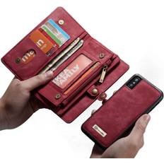 Apple CASEME iPhone Xs Max mobilfodral delad läder plast plånbok dragkedja vintage Röd