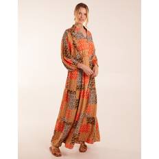 Abstract Pattern Maxi Dress ORANGE