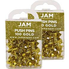 Gold Paper Clips & Magnets Jam Paper Colorful Gold Push Pins 2 Packs 100