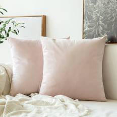 MIULEE Pink Velvet Throw Pillow Covers 20x20 Inch Cushion Cover Pink