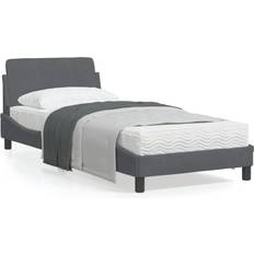 90cm Cadres de lit Homie Lit Rembourré avec Tête de Lit 90 x 190 cm - Gris Foncé