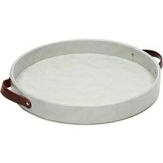 Juvale Faux Leather Round Tray with Handles