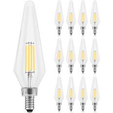 Luxrite E12 Candelabra LED Light Bulbs 60 Watt Equivalent, 3000K Soft White, Enclosed Fixture Rated, Dimmable. 5000K Bright White