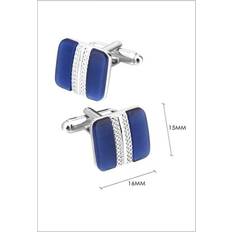 Blue - Men Cufflinks Charles William Premium Square Silver and Blue Cufflinks One