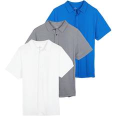 Shirts Real Essentials 3-Pack: Mens Big & Tall King Heavyweight Short Sleeve Button Down Shirt Casual Dress Shirts Men Up Linen Collared Slim Fit Wrinkle Free Work Business Tops Clothes Clothing Set 5, 3X