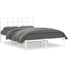 vidaXL White Steel Double Bed Frame 140x200 cm