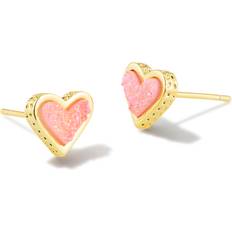 Earrings Kendra Scott Gold-Tone Framed Ari Heart Stud Earrings GOLD LIGHT PINK DRUSY