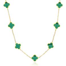 Green Necklaces The Lovery Small Clover Necklace - Gold/Malachite