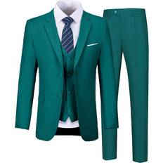 Turquoise Suits Wudli Wudli Mens Suits Pieces Slim Fit Groomsmen Wedding Suit for Men Notched Lapel Formal Prom Tuxedos Jacket Pants Vest Set Turquoise-XL