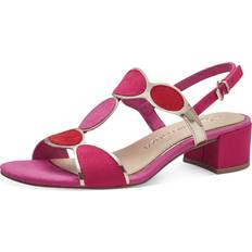 Marco Tozzi Damen Sandalen mit Absatz mit Verstellbarem Riemen Vegan, Rosa Pink Comb