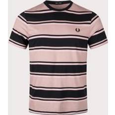 Fred Perry Mens Bold Stripe T-Shirt Colour: U89 Dark Pink/Dusty Rose/Black