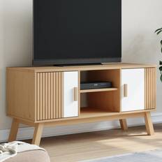 vidaXL White and Brown Cabinet 114 x 43 x 57 cm TV Bench