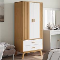 Brown Wardrobes vidaXL White and Brown 30.1 x 20.9 x 67.7 in Wardrobe