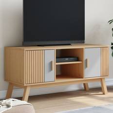 vidaXL Grey and Brown Cabinet 114 x 43 x 57 cm TV Bench