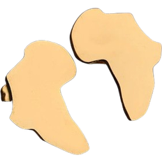 African Map Shaped Earrings - Gold