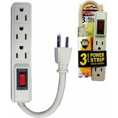 Surge protector with flat plug ATB 1 Pc 3 Outlet Surge Protector Power Strip Grounded Flat Plug 5" Extension Cord