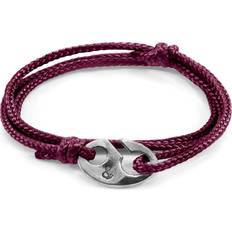 Purple Bracelets Anchor & Crew Aubergine Purple Windsor Silver and Rope Bracelet