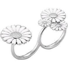 Georg Jensen Daisy Sterling Silver White Enamel Double Ring