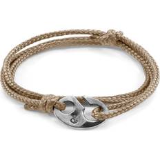 Brown Bracelets Anchor & Crew Sand Brown Windsor Silver and Rope Bracelet