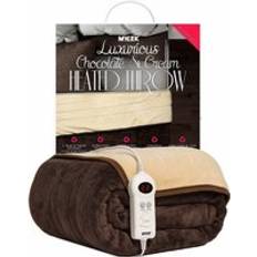 Mylek Heated Chocolate & Cream Fleece Blankets