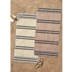 Black Bath Towels Catherine Lansfield Banded Stripe Bath Towel Natural, Beige, Black (150x)