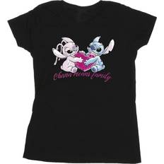 Klær Disney Lilo And Stitch Ohana Heart With Angel Cotton T-Shirt Black