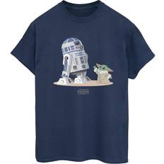 Boyfriend - Vrouw T-shirts Star Wars The Mandalorian R2D2 And Grogu Cotton Boyfriend T-Shirt Navy