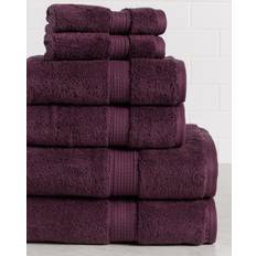 Superior Highly Absorbent 6pc Ultra Plush Solid Egyptian Cotton Set Bath Towel Purple