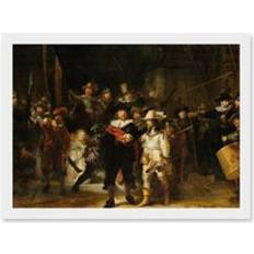 White Framed Art ARTERY8 Rembrandt Night Watch Scene The Shooting Company Framed Art