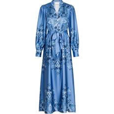 Neo noir nova paisley border dress Neo Noir Nova Paisley Border Dress - Dusty Blue