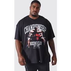 Clothing boohooMAN Mens Plus Active Oversized Boxing Club T-Shirt Black