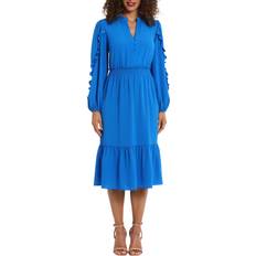 London Times Ruffle Sleeve Bubble Flounce Midi Dress