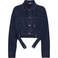 ROTATE Birger Christensen Overtøj ROTATE Birger Christensen Stretch Cropped Jakke Blue Denim