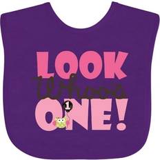 Purple Food Bibs Inktastic Look Who is One Owl Baby Bib