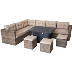 Furniture One Rattan Fire Pit Outdoor Lounge Set