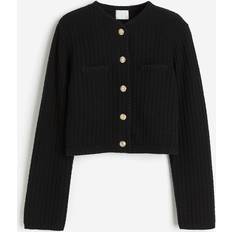 Black Cardigans H&M & Short Textured-knit Cardigan Black