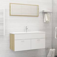 Bianco Mobiletti per Lavabi Singoli vidaXL Mobili Da Bagno Bianco E Rovere Sonoma In Legno Multistrato