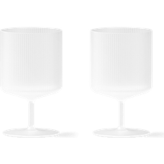 Vidrio Copas de Vino Ferm Living Ripple Weinglas 2er Set - Mattiert/H x Ø 12,5x7,5 cm - Blanco Copa de Vino 2pcs