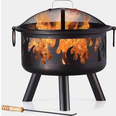 VonHaus Round Flame Fire Pit Black