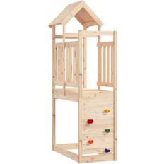 Jungle Gym Playground vidaXL Play Tower with Rockwall 53x110.5x214 cm Solid Wood Pine Brown