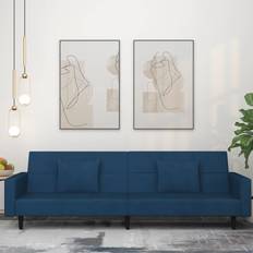 Homie vidaXL Bed Blue Velvet Foam Wood 86.6 x 33.3 x 27.2 in Sofa 3 Seater