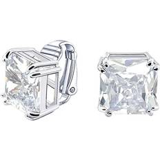 Earrings Bling Jewelry 5CT Princess Cut Solitaire CZ Clip On Stud Earrings Silver Plated